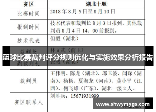 篮球比赛裁判评分规则优化与实施效果分析报告